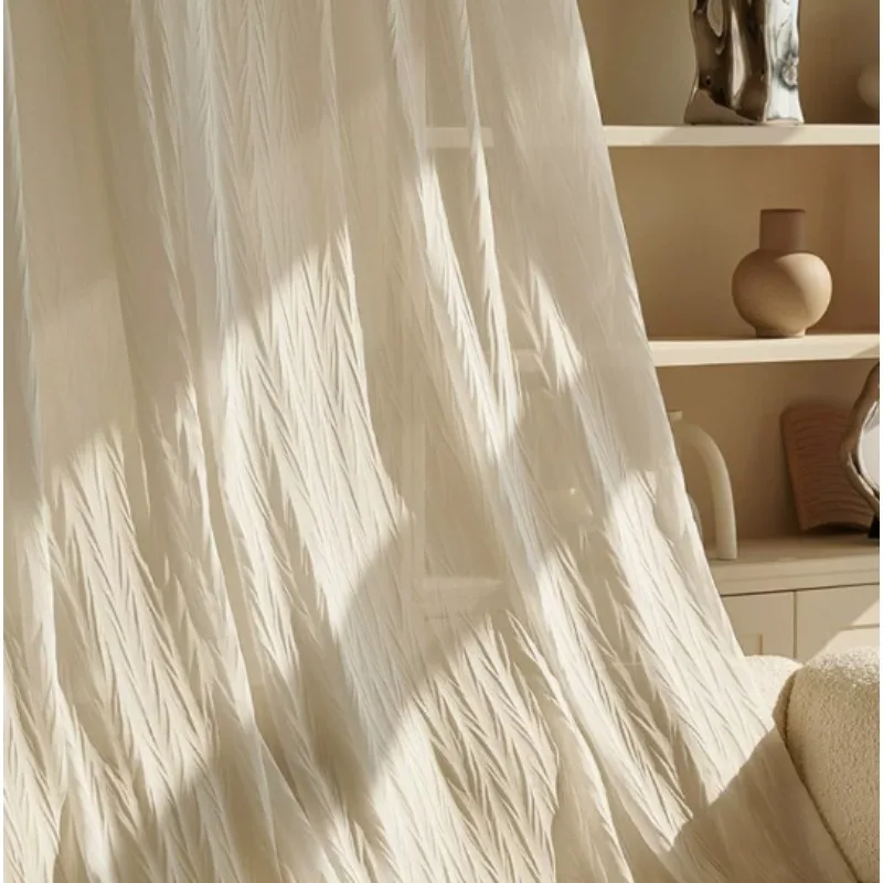 Modern Simple Style Texture Elegant Pleated Fishtail Curtain Living Room Bedroom Balcony Blackout Curtain