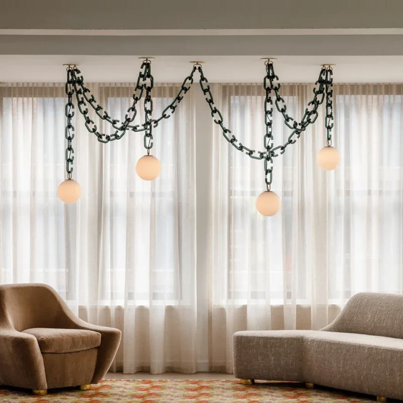 

Nordic minimalist glass ball creative hot spot living room cloakroom clothing store restaurant decoration chain lamp
