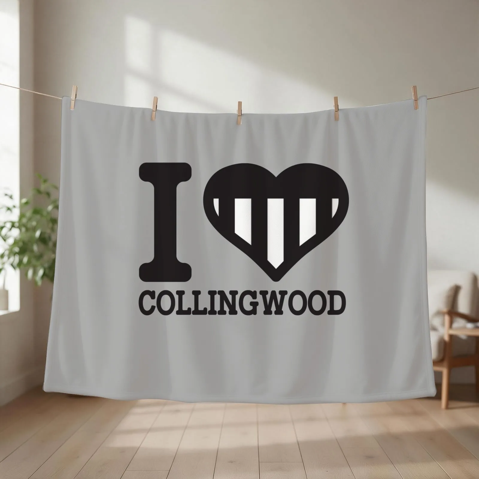 “I love Collingwood” AFL & AFLW Inspired Apparels, Merchandise, T Shirts, Leggings, Skirt, Mask, Apron Throw Blanket