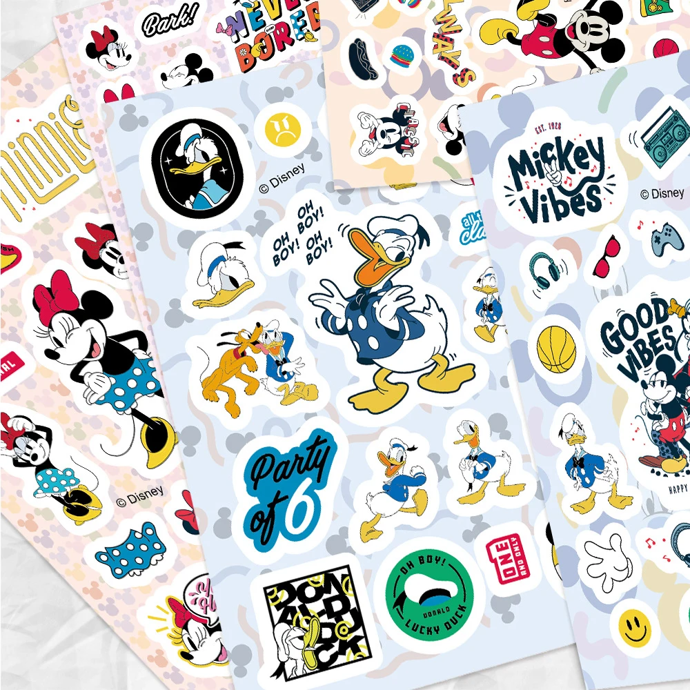 8/16 vellen Leuke Disney Mickey Minnie Cartoon Stickers Grappige Anime Sticker Decoratie DIY Laptop Briefpapier Telefoon Decals Speelgoed Gift
