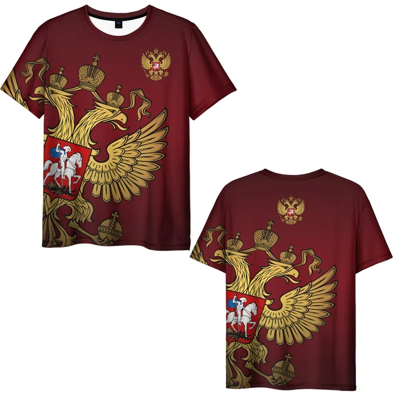 Russian Flag Graphic T Shirt Men Clothing Russia Eagle Tees 3D Printing Su-34 Fighter-Bomber T-90M Vladimir T-90MS Tank T-shirt