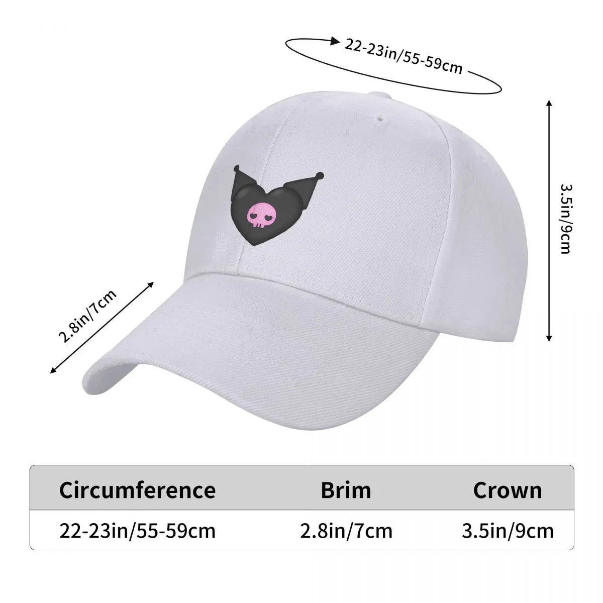 หมวก Duckbill The Kuromi Heart ฤดูร้อนหมวกเบสบอล unisex หมวกพ่อ Trucker