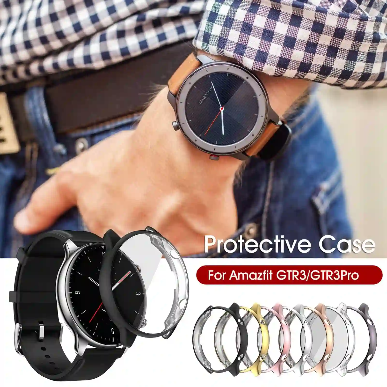 Protecteur d'écran pour Amazfit GTR 3 / GTR 3 Pro, coque de protection complète en TPU, étui Anti-chute