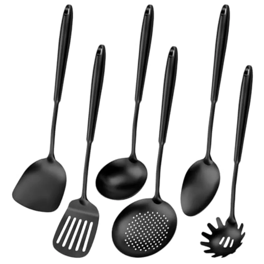 

304 Stainl Steel Cooking Utensils, Kitchen Cooking Utensils Set with Spatula, Solid Spoon, Ladle, Skimmer, Spaghetti Spoon, Dis