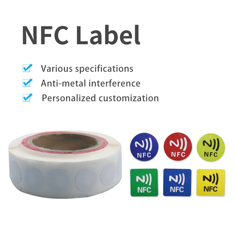 NFC 태그 213 NFC 스티커, 안티 메탈 NFC 태그, 안드로이드 및 아이폰 호환, 144 바이트 메모리, 완전 프로그래밍 가능, 20 개