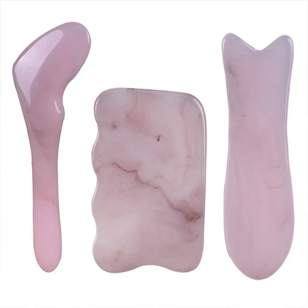 Natural Rose Quartz Jade Gua Sha Board Acupuncture Massage Facial Gouache Pink Quartz Massage Face LiftingStone Guasha Scraping