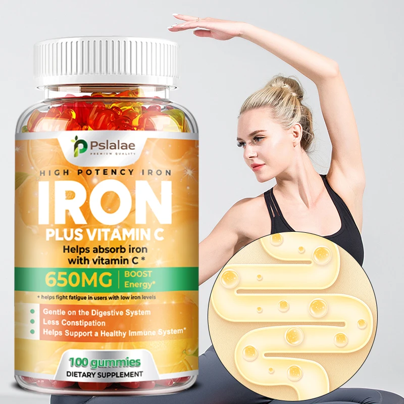 

Iron and Vitamin C Gummies - Promotes Red Blood Cell Production, Blood Circulation, Enhances Energy Levels, Immune Support