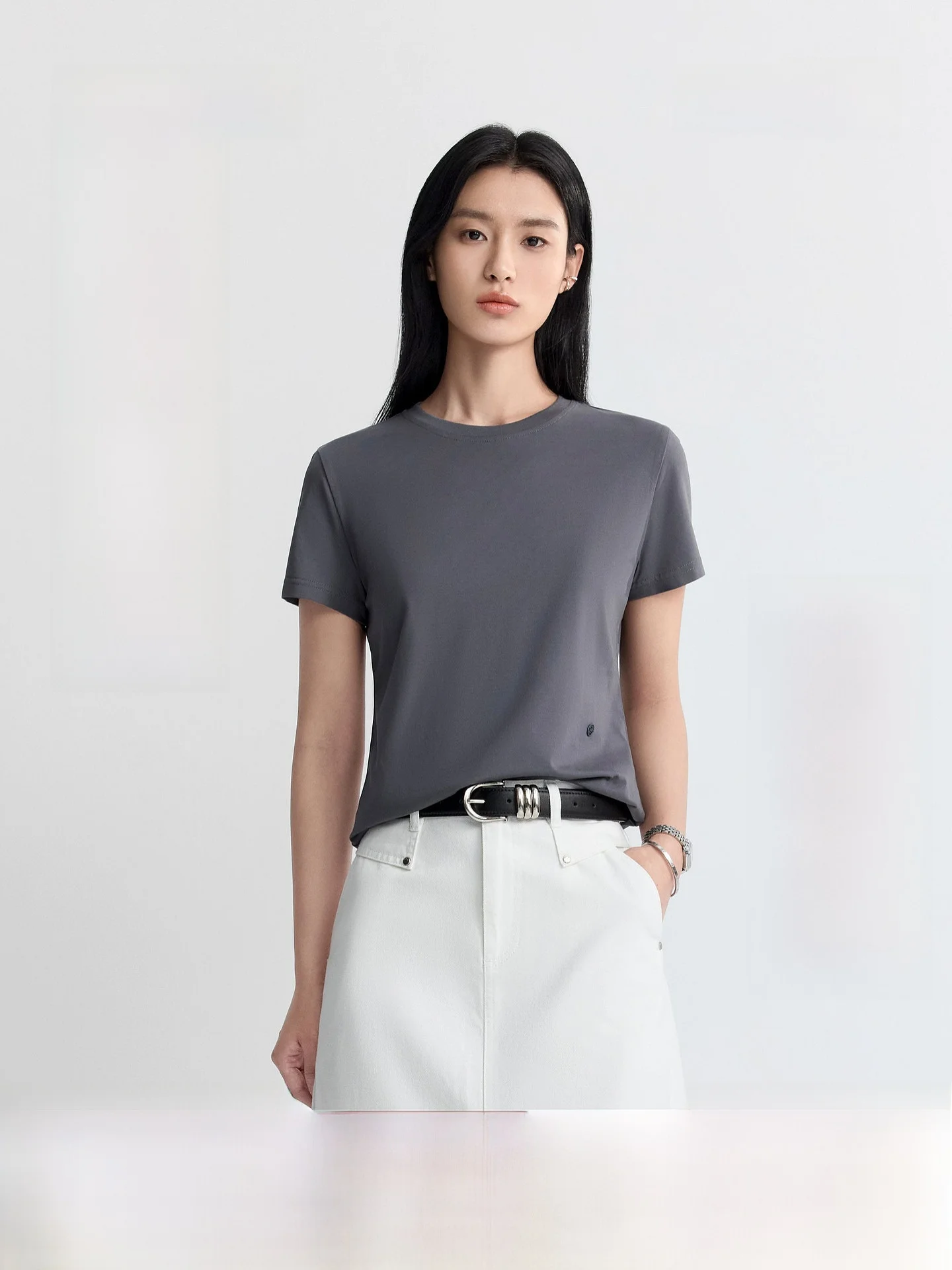 

Prich Simple round Neck Short Sleeve T-Shirt Women's Summer New Casual Cotton Top Commute Friendly Basic Fit Color