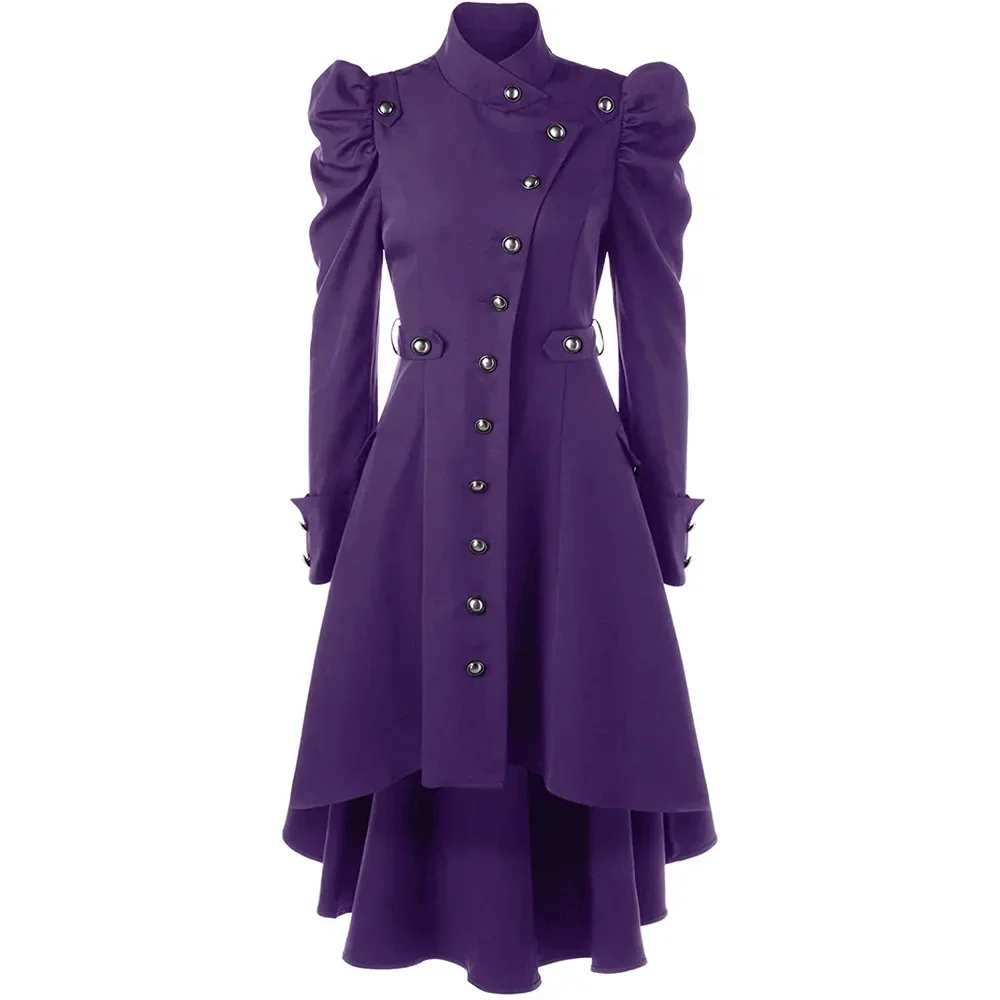 Medieval Renaissance Retro Victoria Steampunk Gothic Slim Stand Collar Long Women's Jacket Coat Cosplay Prom Party Costume Props