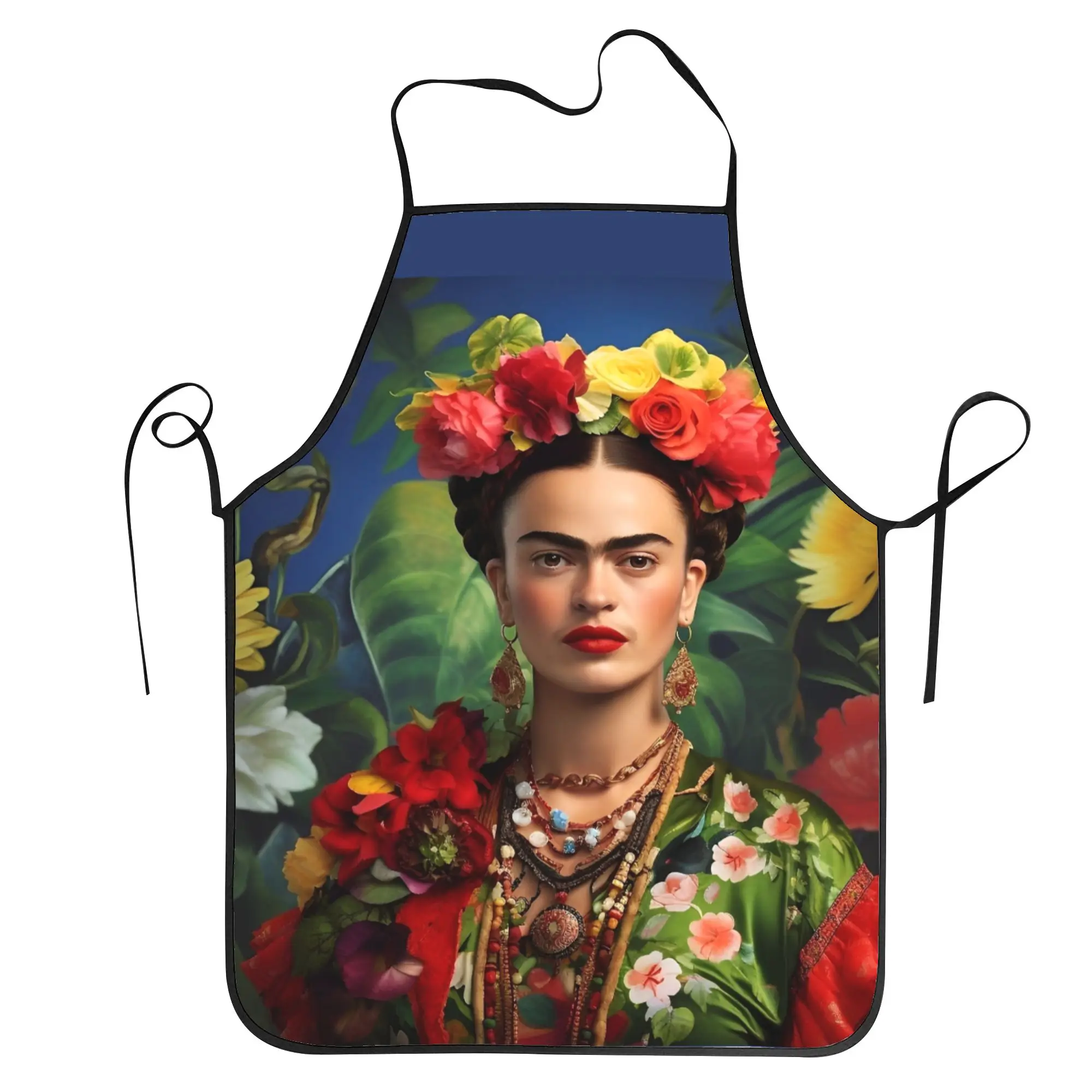 F-Frida K-Kahlo ARTWORK Polyester Apron  52*72cm Kitchen Grill Bib Tablier BBQ Dinner Party Pinafore for Chef Barista