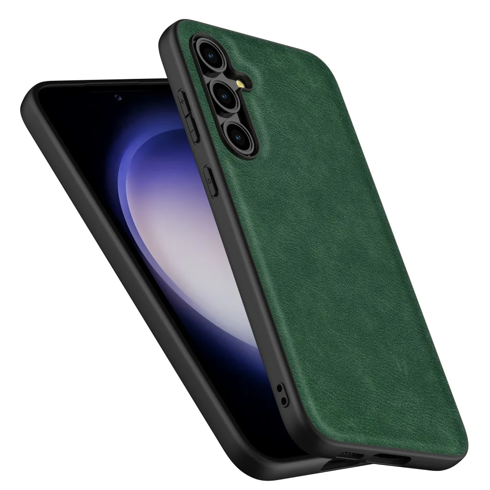 For Samsung Galaxy A27 Case Retro Leather Coated PC + TPU Phone Cover - Green