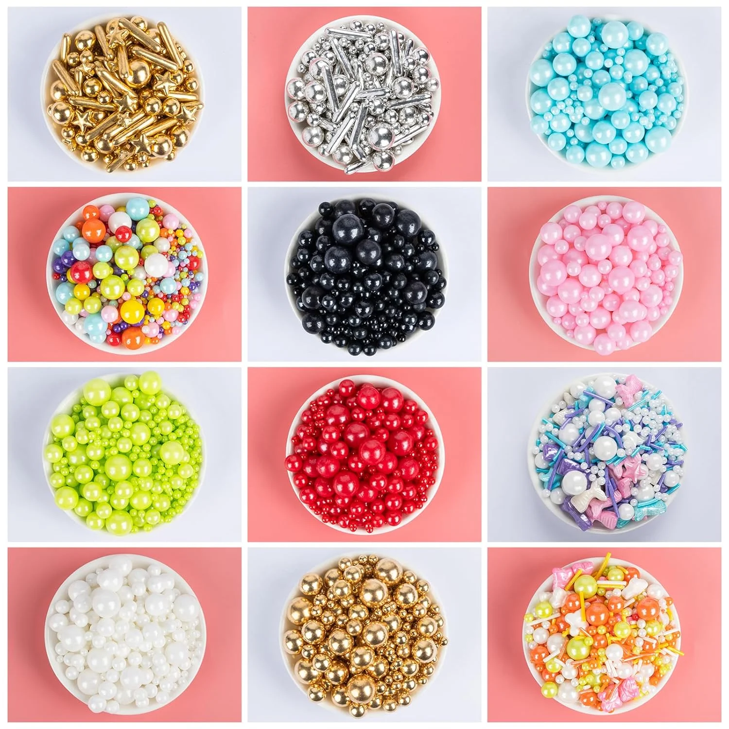 Bunte Perlenstreusel, Kuchendekoration, verschiedene Größen zum Backen von Kuchen, Cupcakes, Keksen – Muttertags- und Geburtstagsparty-Zubehör, 130 g/4,58 Unzen – Detail 11