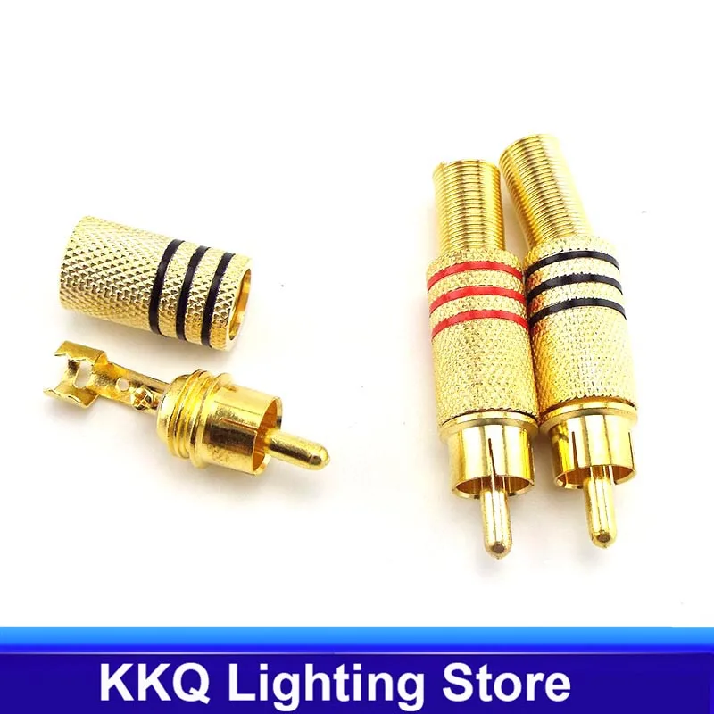 RCA Connector Male Jack Plug AV Plugs For PC Audio Vedio Welding DIY Parts Gold Red Black Metal Spring K5