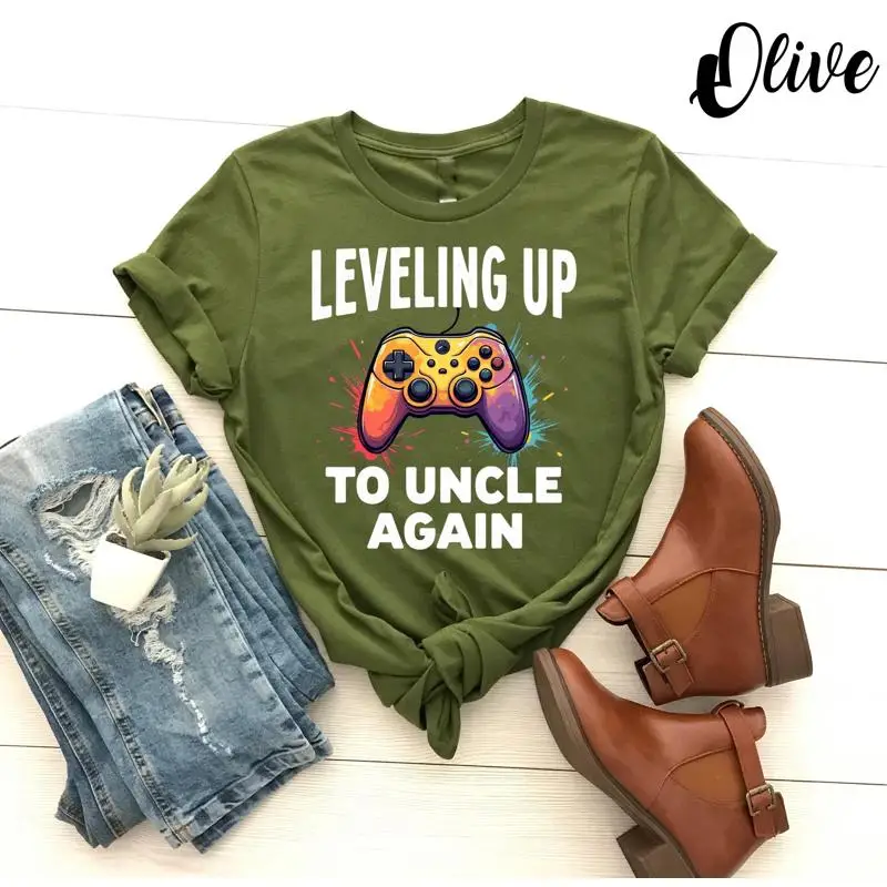 Promoted To Uncle T Shirt Gender Reveal Leveling Up Again Funny New Life Family…