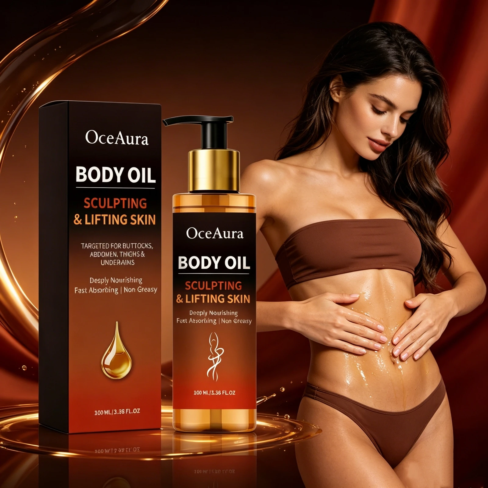 Nourishing Lifting Body Oil Natural Jojoba Extract Moisturizing Fast Absorb Shaping Elasticity Care Sculpting Firming Body Oil