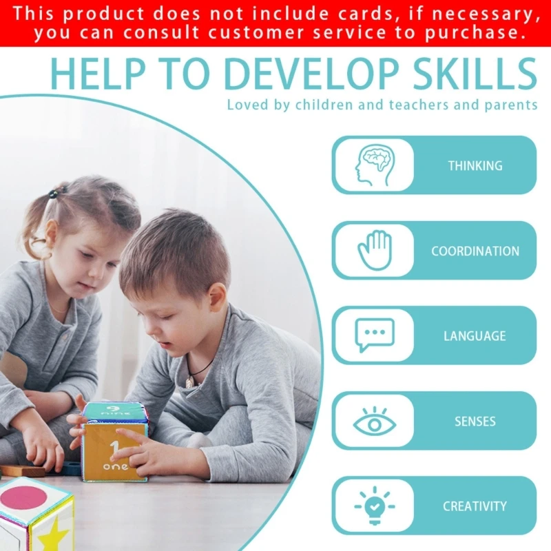 Learning Cubes Pocket Classroom Dices DIY Education Playing Game Dices Teaching Stacking Blocks with 6Pcs Clear Pocket Dropship