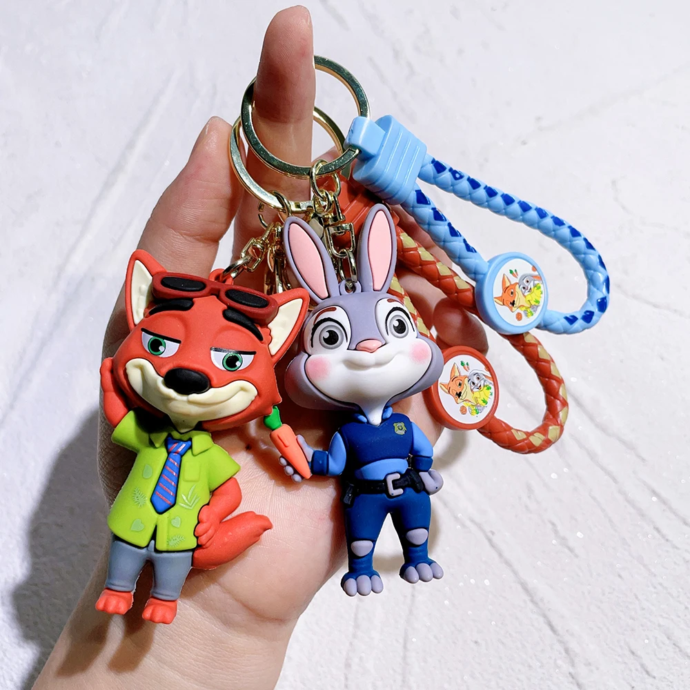 Disney Movie Zootopia Keychain Judy Nick Cartoon Cute Keyring Gifts for Fans