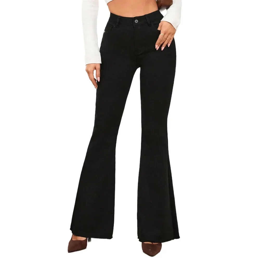

Jeans Women Flare Pants High Waist Stretch Washed Pockets Vintage Basics Ankle Length Trousers 2025 Female Streetwear Denims