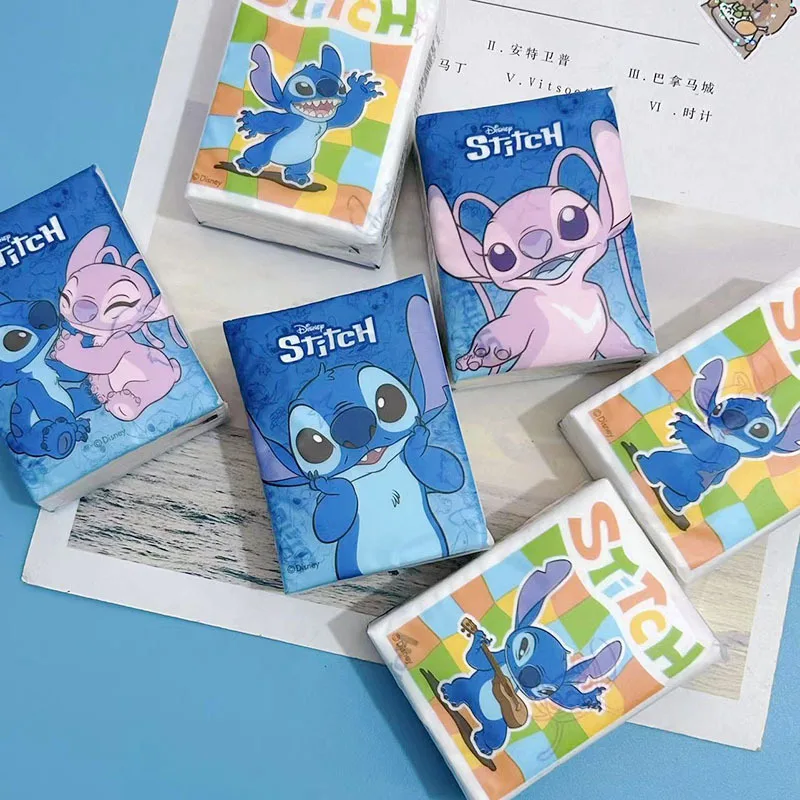 9 Packs/Bag Disney Handkerchief Paper Lilo & Stitch Anime Portable Napkin Disposable Small Package Tissue Toilet Paper