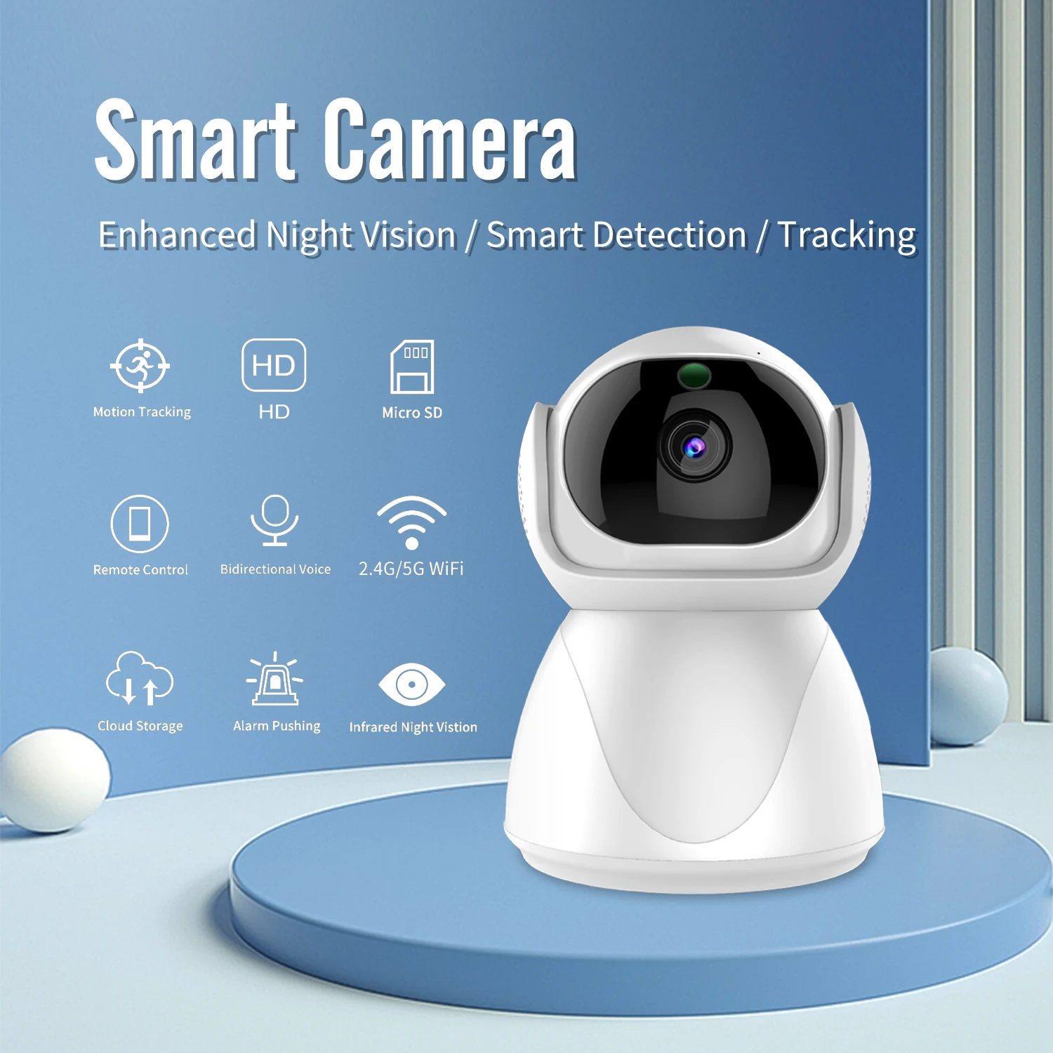 2MP 1080P Yilot APP 2.4G&5G  Full Color Wireless PTZ IP Dome Camera AI Humanoid Detection  Home Security CCTV Baby Monitor