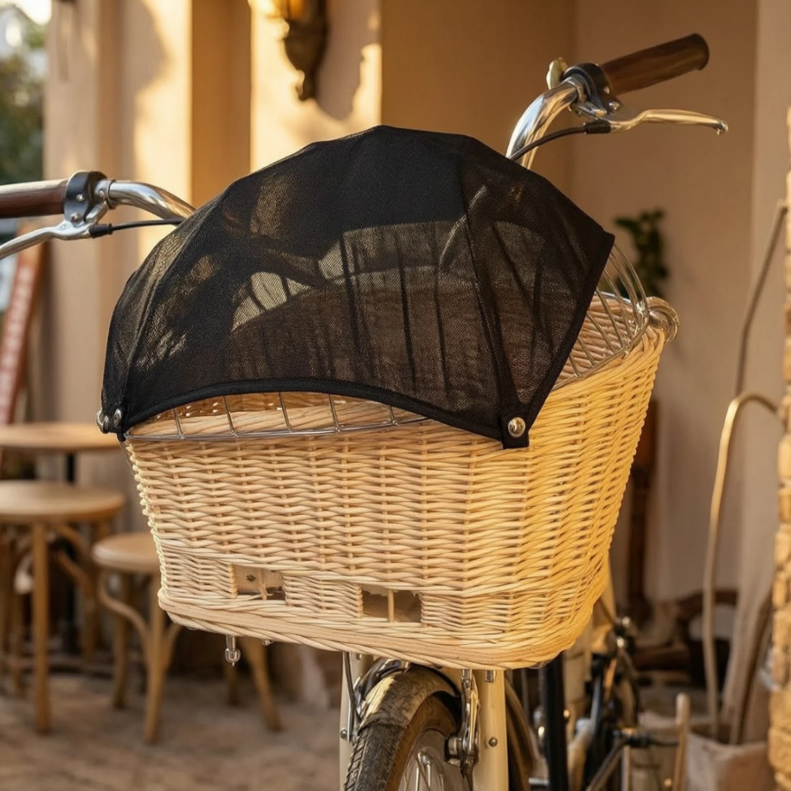 Bike Basket Canopy Ventilated Cycle Basket Cover Sun Shade Cover Snap-Fastener Stable for Cyclists, Outdoor Riding, Bicycles