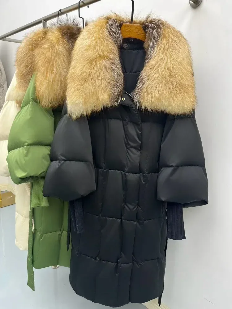 Vrouwen 2025 Nieuwe Winter Echt Vossenbont Capuchon Vrouwelijke Donsjack Waterdichte Puffer Jas Parka Glanzende 90% Ganzendons jas Uitloper
