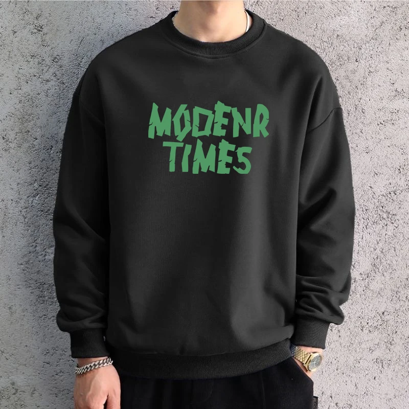 

Trendy Men Oversized Graphic Sweatshirts Hoodied Letters Printed Long Sleeve T-shirt Cotton Hiphop Tees Sports Top Men Clothing