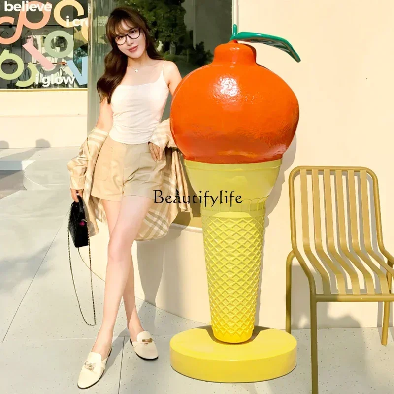 

z.Ice cream model orange ice cream ornament dessert fiberglass sculpture