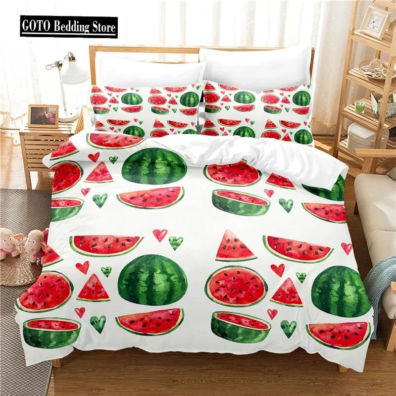 

Dropship Duvet Cover Set 3D Print Watermelon Lemon Home Textile Bed Comforter Set King Size Quilt Cover+Pillowcases -No Sheet