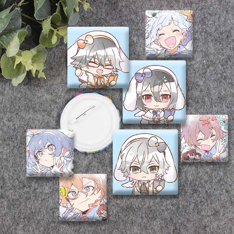 Atsushi Nakajima Dazai Ryunosuke Portrait Square Badges Anime BSD Enamel Pins Cartoon Role Cosplay Brooches Jewelry Accessories