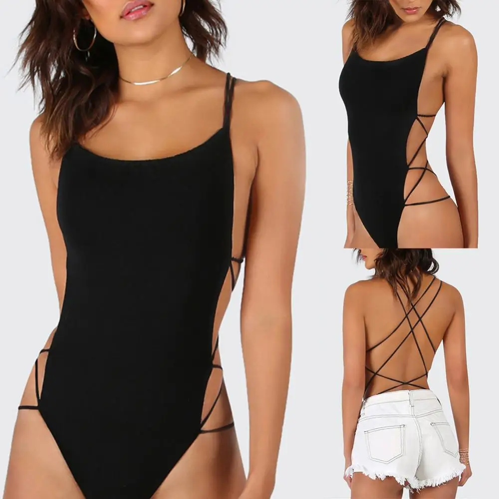 Traje de baño de verano Sexy con tiras sin espalda Monokini para mujer traje de baño de una pieza traje de baño ropa de playa