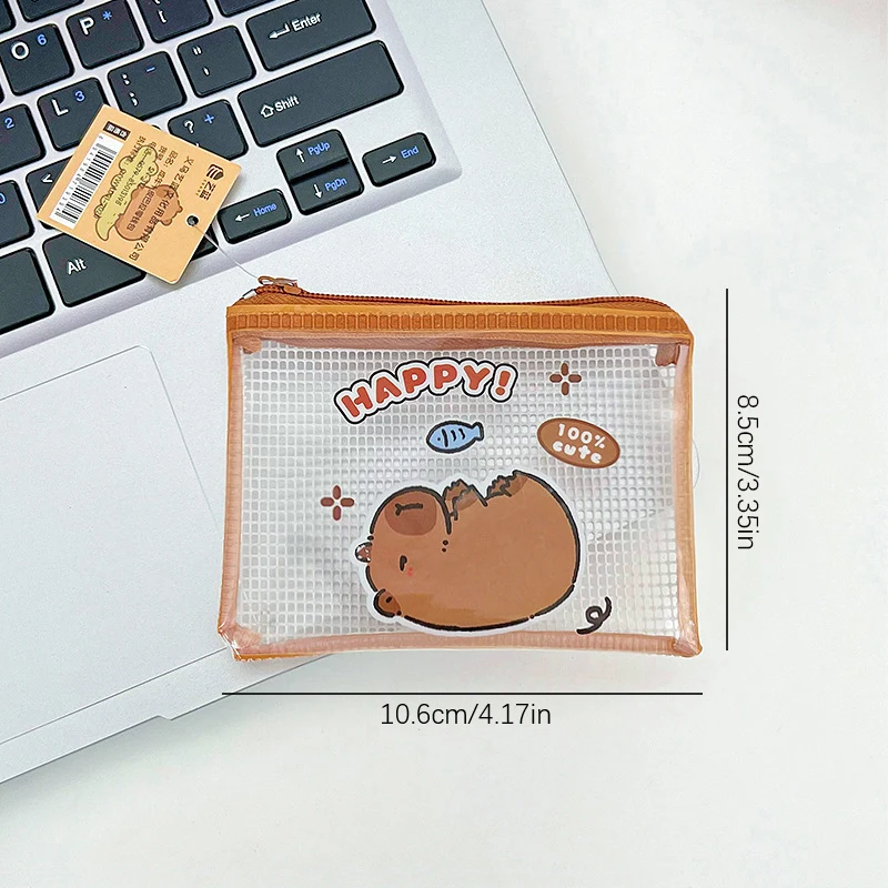 กระเป๋าถือใส่เหรียญการ์ตูน capybara กระเป๋าสตางค์น่ารักกันน้ำแบบพกพากระเป๋าใส่เหรียญขนาดเล็กที่จัดระเบียบหูฟังสำหรับเป็นของขวัญเด็ก