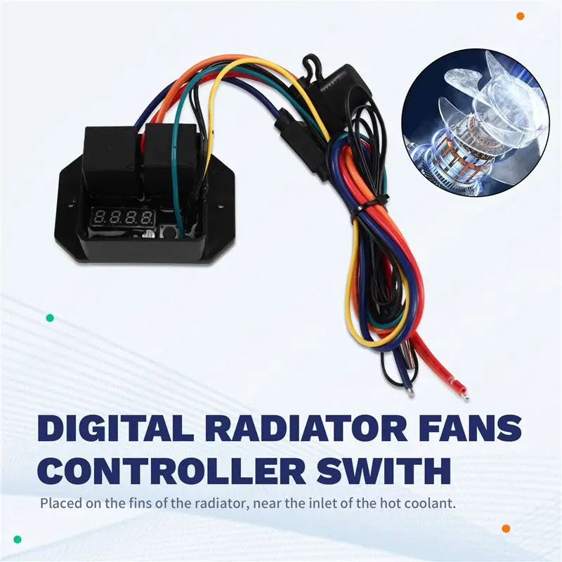 A84G-Digital Electric Thermatic Fan Kit Radiator Fans Controller Switch Kit Adjustable Temperature Range 0444