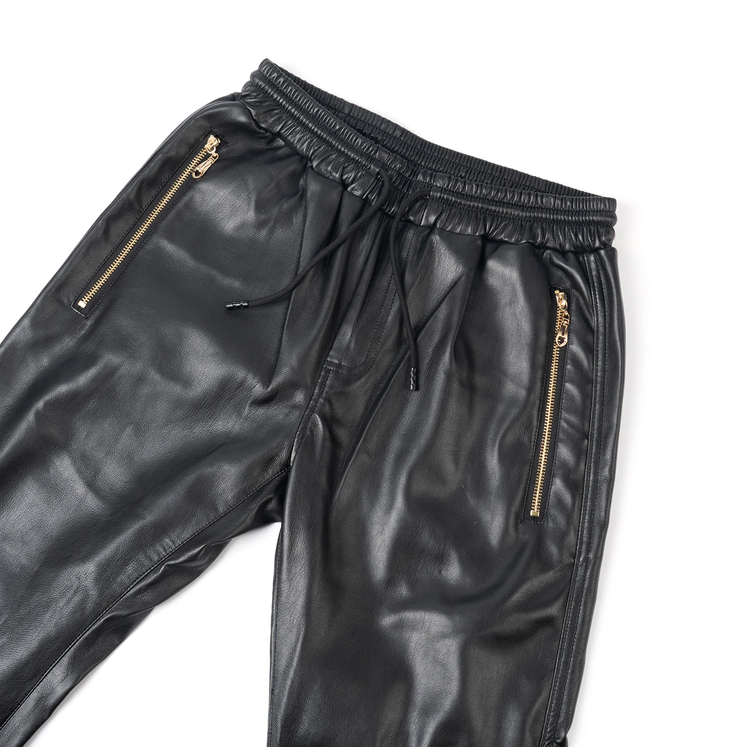 Pantaloni in pelle da uomo pantaloni da jogging elastici in vita pantaloni da moto in pelle PU pantaloni da motociclista