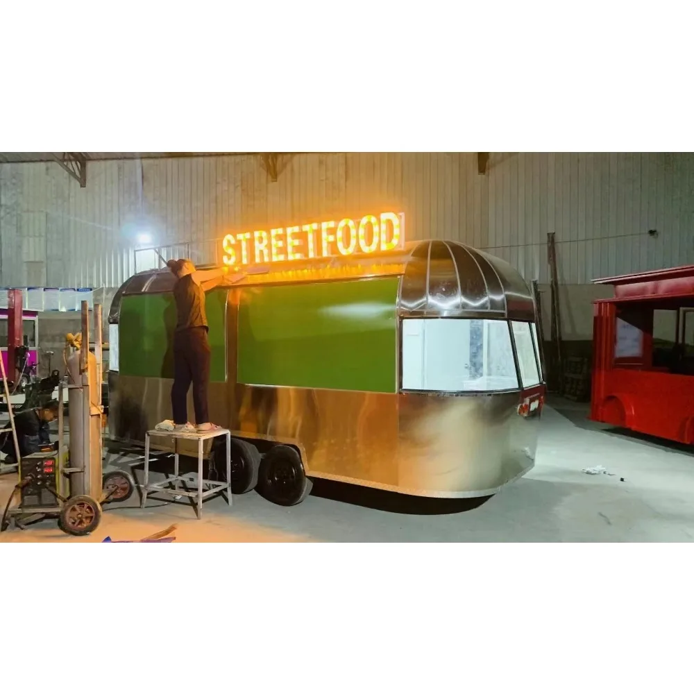 

23ft Airstream Food Trailer Stainless Steel Full Equipment Catering Trailer Food Truck Factory Direct Bulk Supply