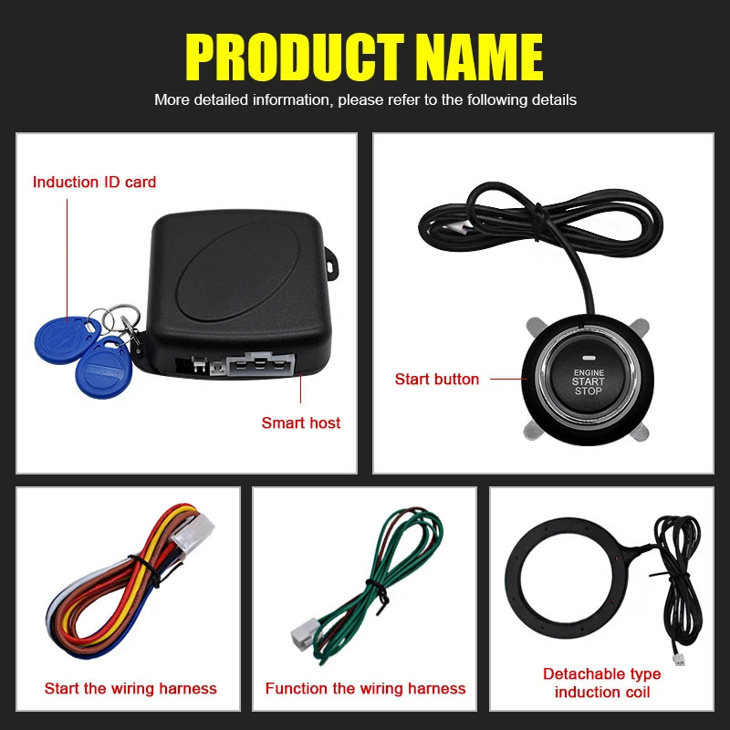 Universal RFID Car Lock Anti-theft Device One Key Start System Auto Car Starts Stop Anti-Theft Alarm Device 12V Car Accessories