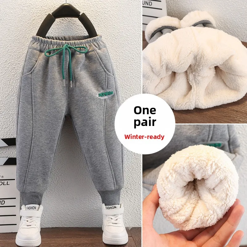 

Boys Fce Lined Sports Pants Autumn Winter Thi Pure Color Casual Long Trousers Trendy Baby Boys Faionable Sportswear