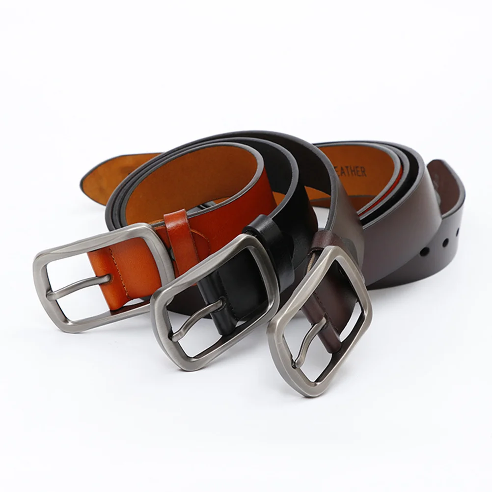

Men Cowhide Belt Pin Buckle Adjustable Black Vintage Durable Strap for Jeans Pants Men Cowhide Belt