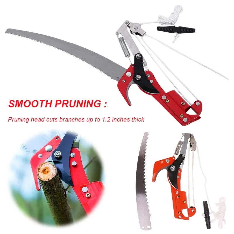 High Altitude Two Pulley Pruning Scissors Branch Scissors Extendable Fruit Tree Pruning Saw Cutter Garden Trimmer Tool with Rope