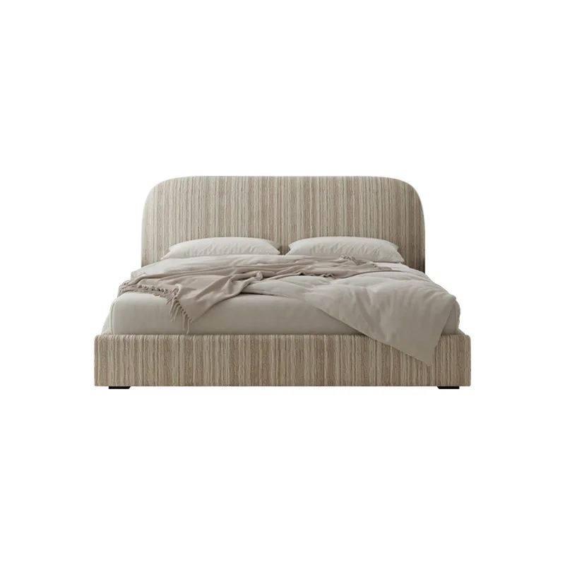 

Modern simple master bedroom double bed antique small flat edge bed