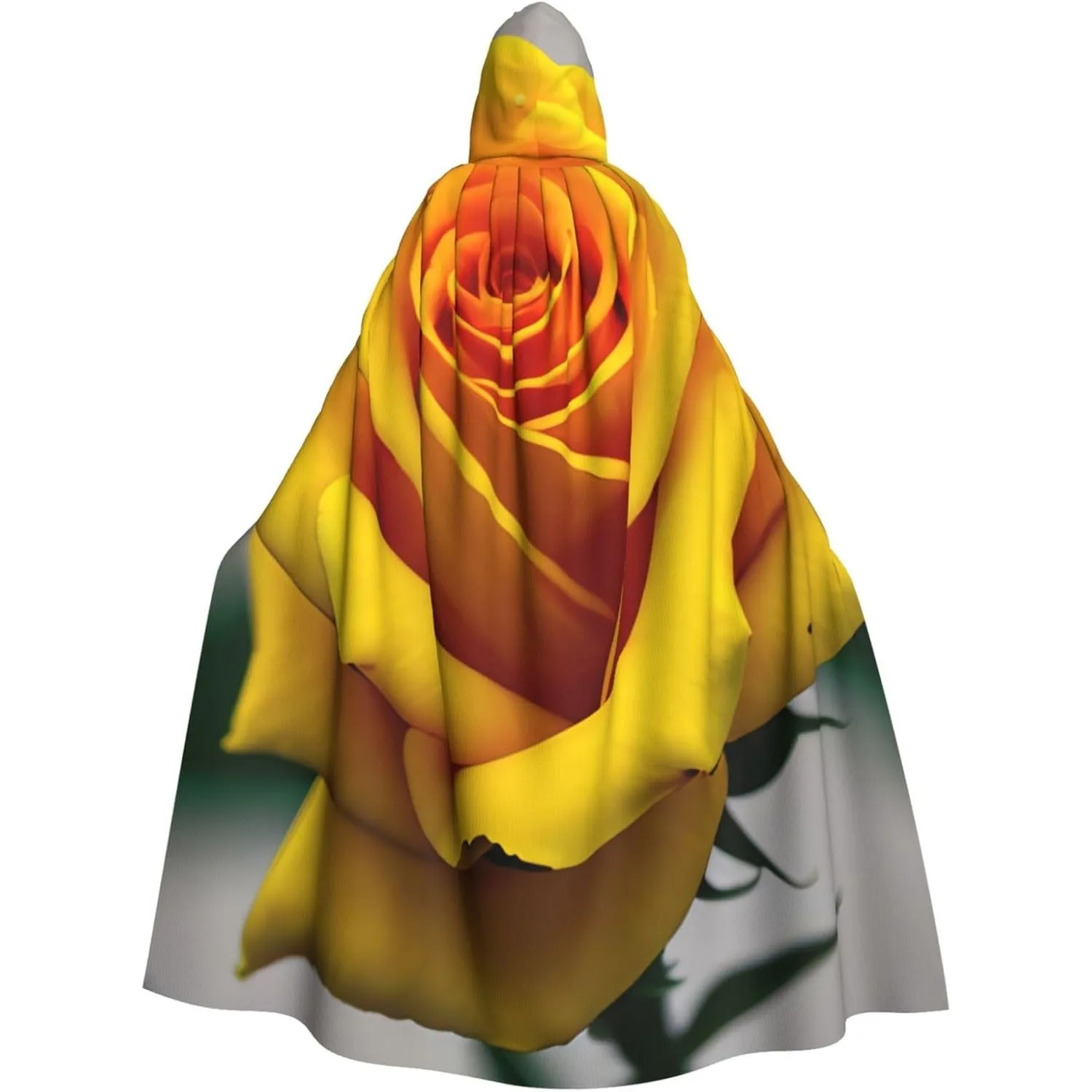 

Yellow Rose Print Adult Hooded Cloak With Halloween Christmas Witch Cape Robe Costume Party Supplies