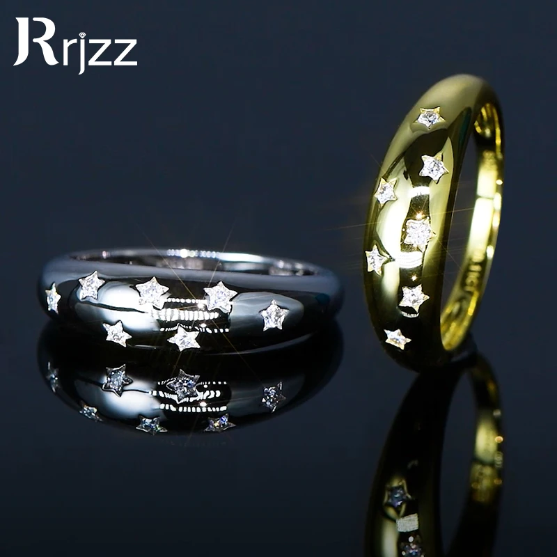

Rrjzz 925 Sterling Silver Women Fashion Ring Brilliant 7 Stone Moissanite Star Rings VVS1 with Certificate for Daily Jewelry
