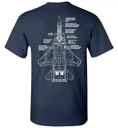 100% Cotton O-Neck Summer Short Sleeve Casual Mens T-shirt Size Brings The Freedom F-15 Fighter Blueprint T-Shirt heavyweight