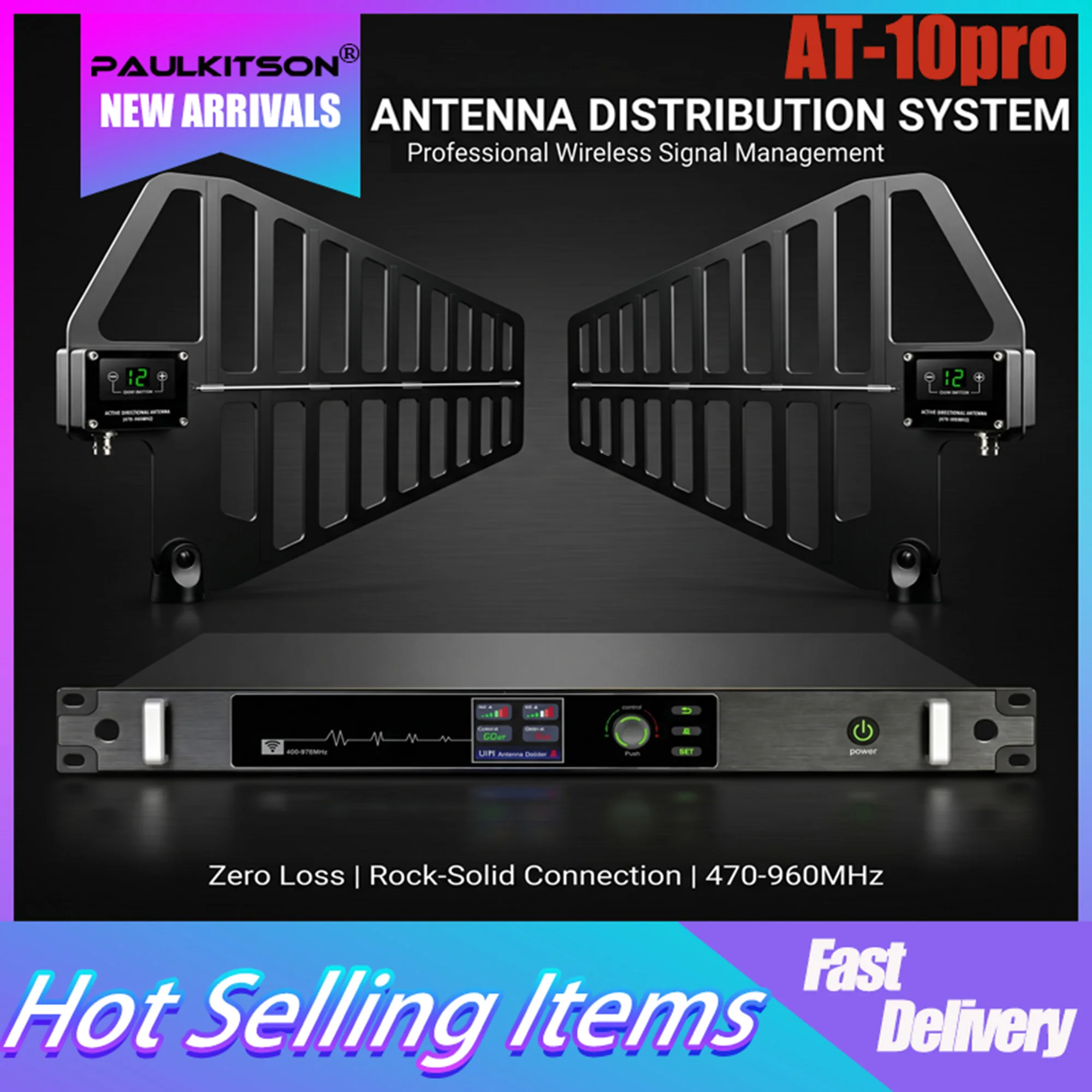 

Paulkitson AT-10pro Antenna Distribution System 470-960MHz Zero Loss Rock-Solid Connection Professional Wireless Signal Booster