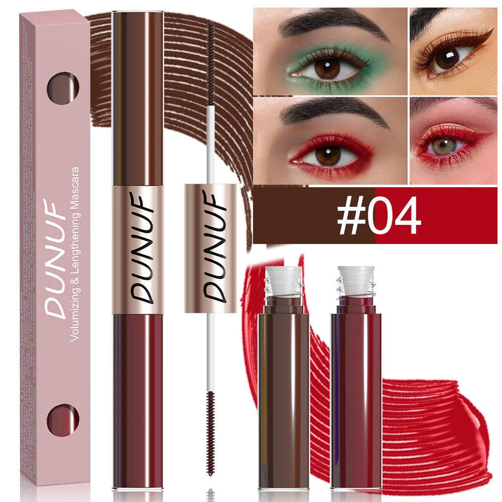 Red Brown Colorful Double Head Waterproof Mascara, Curly And Thick, Creates Sunflower Eyelashes, Waterproof, Sweat Proof