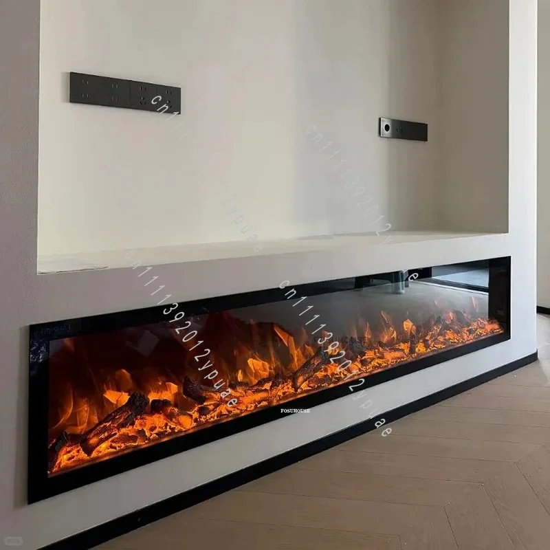 Luxury European Simulated Fireplace, Built-in Fake Flame Heater Smart Humidifier TV Cabinet for Living Room Indoor Home Decor