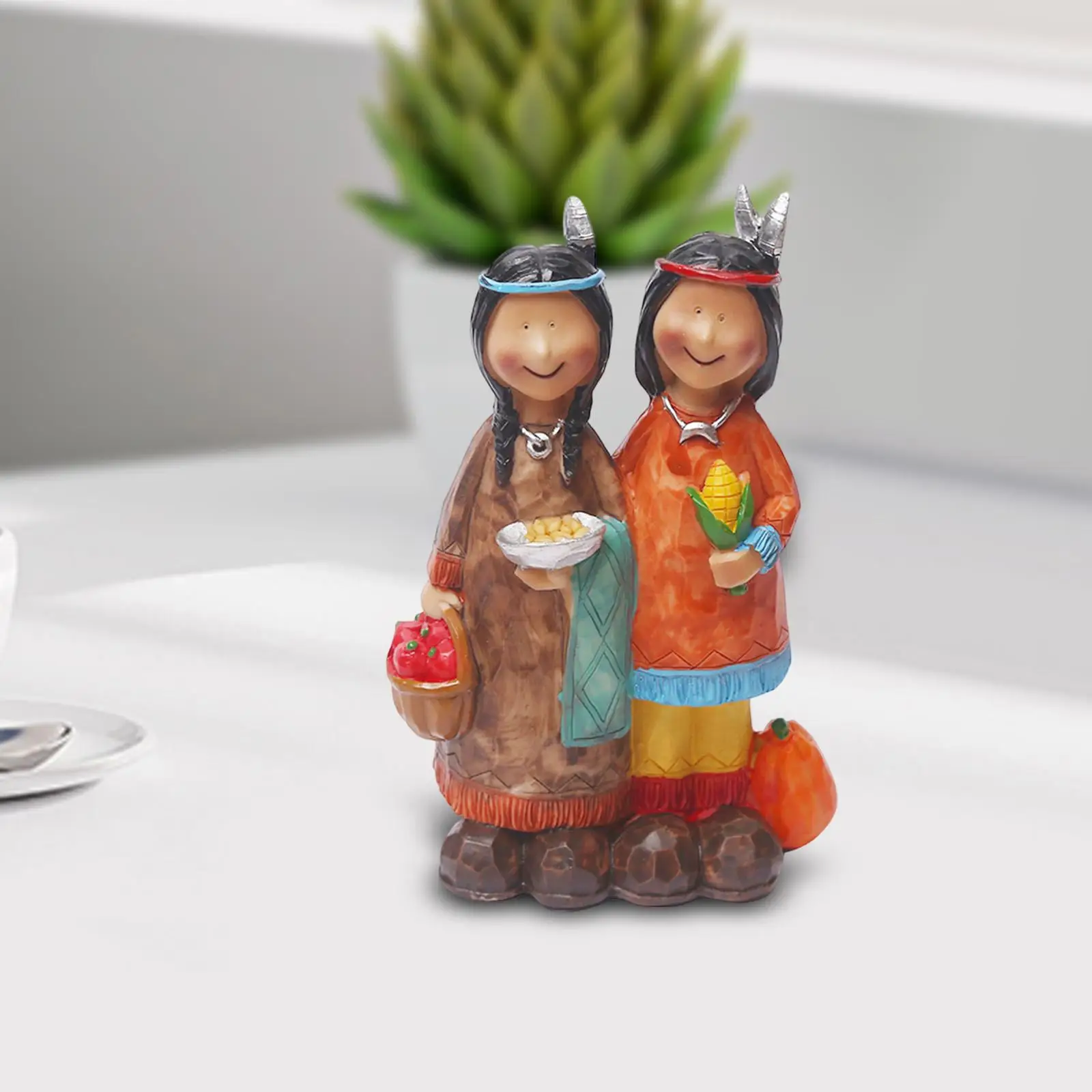 Native North American Figurine Harvest Decoration Decorative Resin Sculpture Table Ornament for Bedroom Housewarming Gift