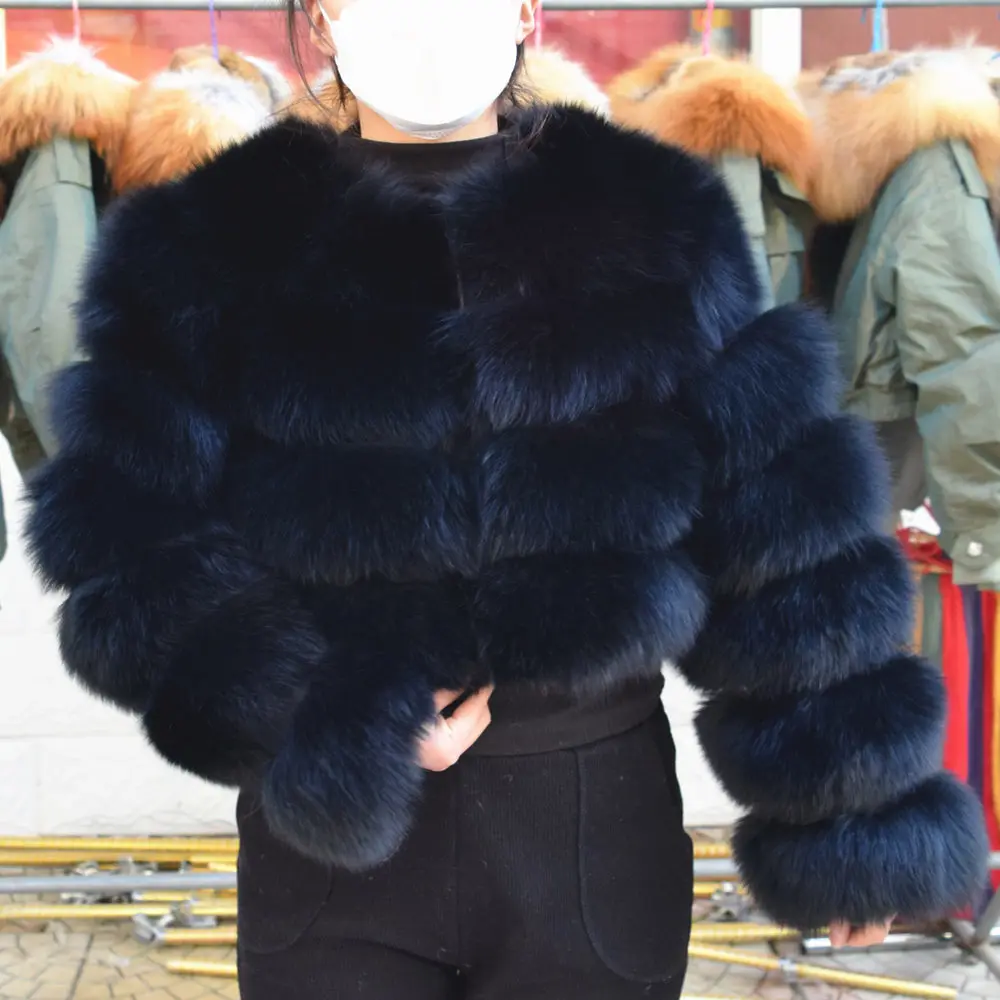 

Real Fur short Coat 100% Natural Fox Winter Women's Warm High Quality Vest Free Shipping Detachable Long Sleeve Fox Fur Jac 2023