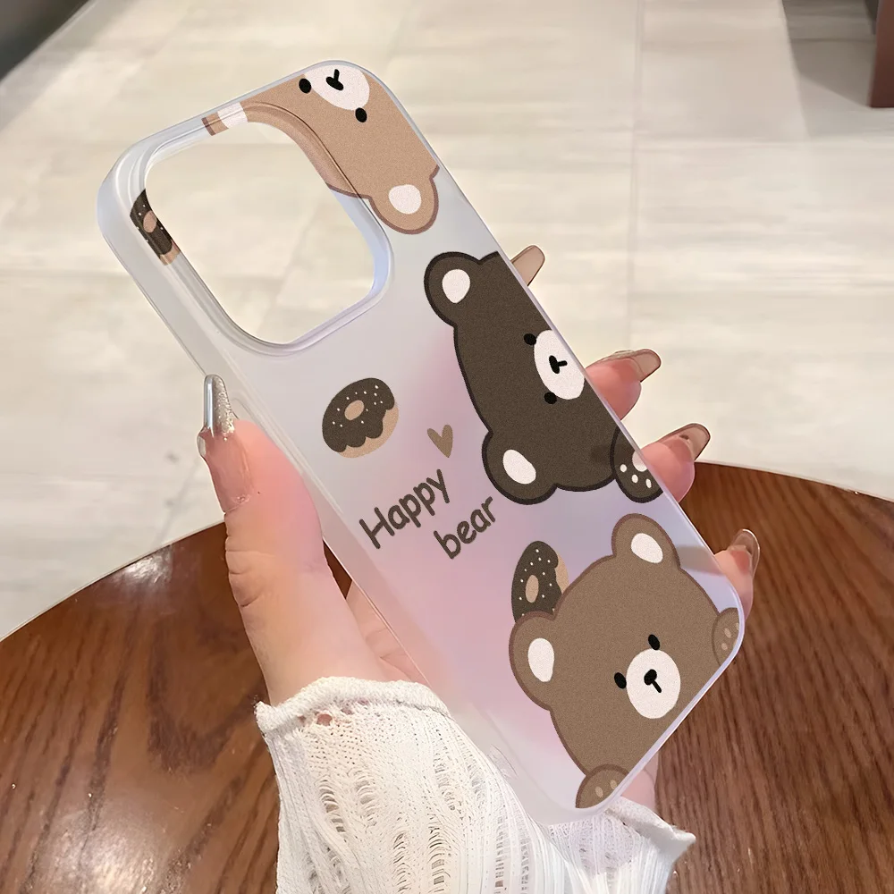 Transparent  Matte Phone Case for iPhone 14 Pro Max Funda iPhone 11 13 15 Plus 12 Mini 15promax  Silicone Cartoon Aninal Covers