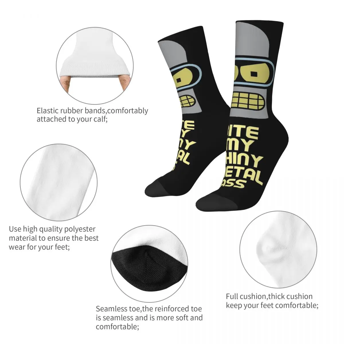 Bender Futuramas Socks Men Women Polyester Fashion Socks Harajuku Spring Summer Autumn Winter Middle Tube Socks Gifts